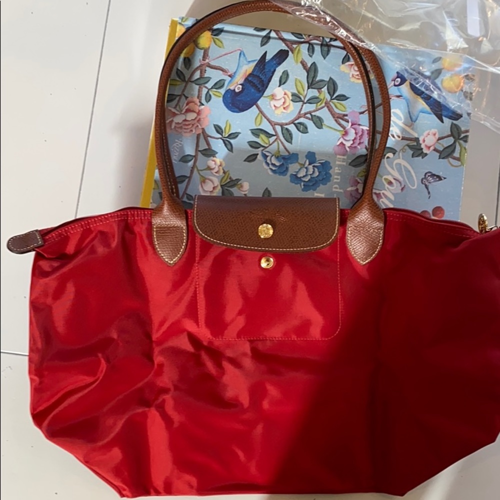 Red Longchamp tote